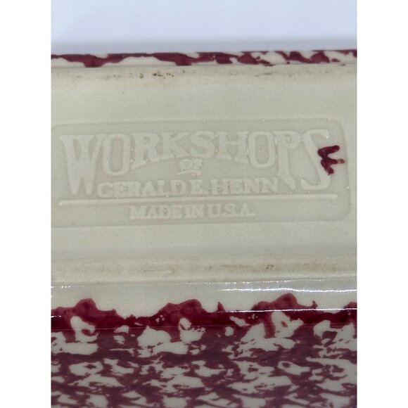 VTG Gerald E Henn Red Spongeware Pottery Mini Loaf Pan 7" Roseville OH USA Made - Picture 4 of 8